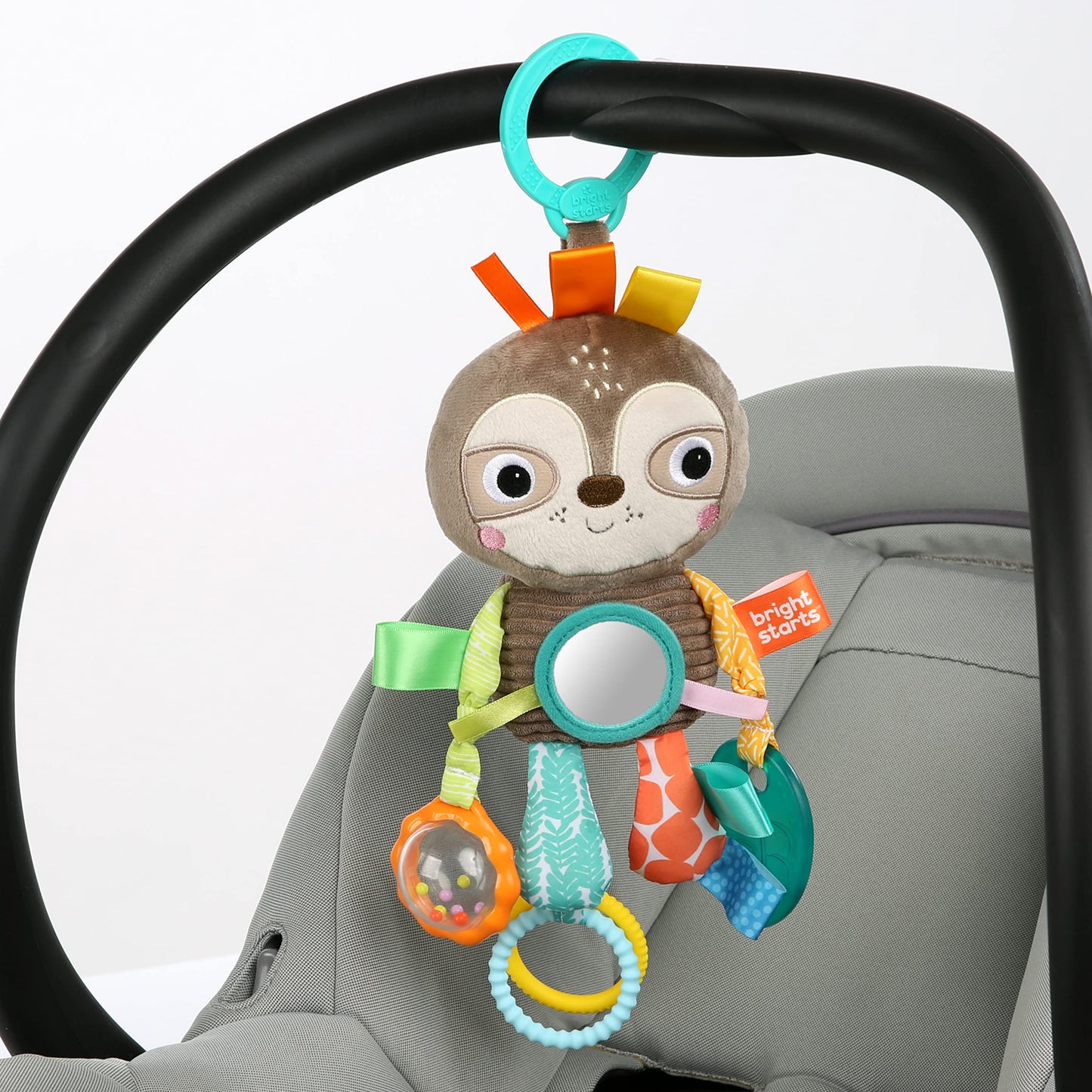 Bright Starts Sloth Plush Playful Pals Take-Along Bpa-Free Stroller Baby Toy, Age Newborn+