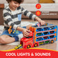 Syncfun Carrier Truck Race Track Toddler Toy - 8-Ft Foldable 3 Layer Toy Truck With 12 Die-Cast Metal Racing Cars And Lights & S
