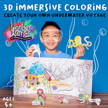 Creativity for Kids Wonder Worlds 3D Coloring Craft Kit: Underwater Adventure - Arts and Crafts for Kids Ages 5-7+, DIY Kit and