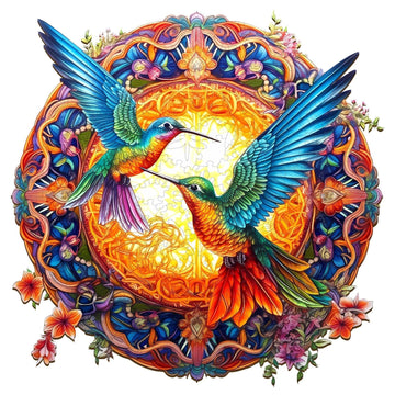 Wooden Puzzles For Adults - Hummingbird Wooden Puzzle, Mandala Unique Shaped Wooden Jigsaw Puzzles For Adults, Wood Puzzles Adul
