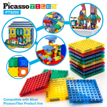 Picassotiles 259Pcs Magnetic Brick Tile Building Block Combo Set Compatible With Other Tiles Over 50+ Combination Stem Toy Educa