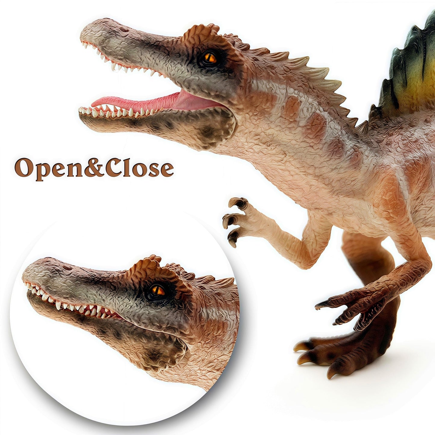 Gemini&Genius Spinosaurus Action Figure with Moveable Jaw, T-Rex Dinosaur Toy for Kids, Early Science Dino Education, Collectibl