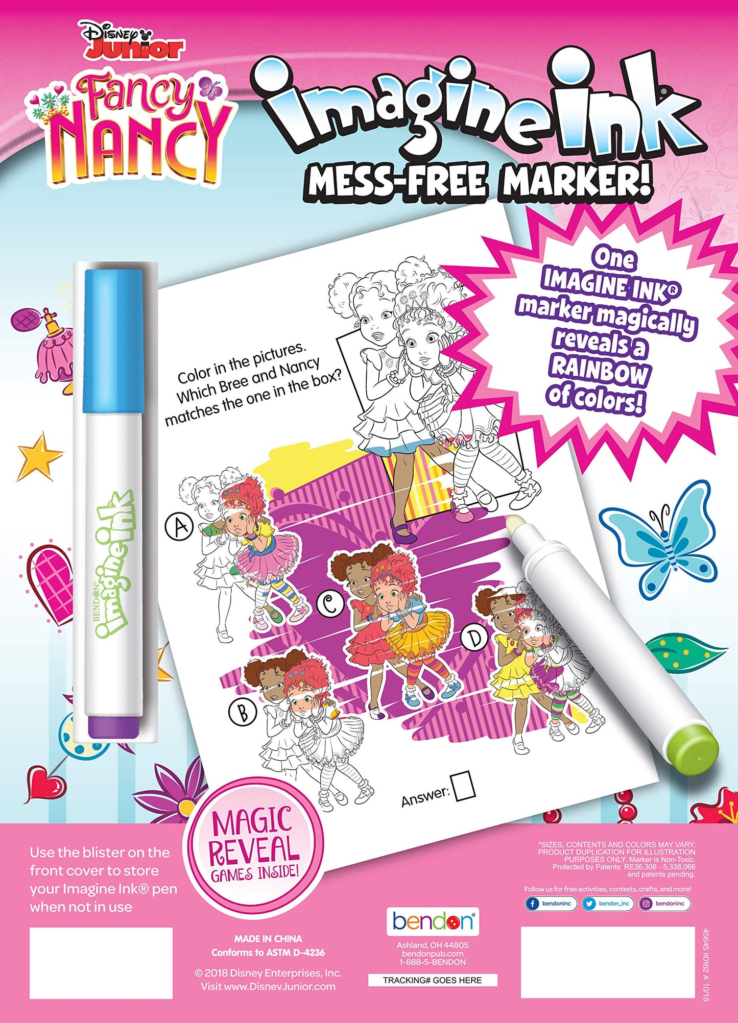 Bendon Fancy Nancy Imagine Ink Magic Ink 16 Page Coloring Game Book 45645, Multicolor