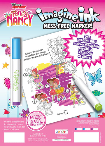 Bendon Fancy Nancy Imagine Ink Magic Ink 16 Page Coloring Game Book 45645, Multicolor