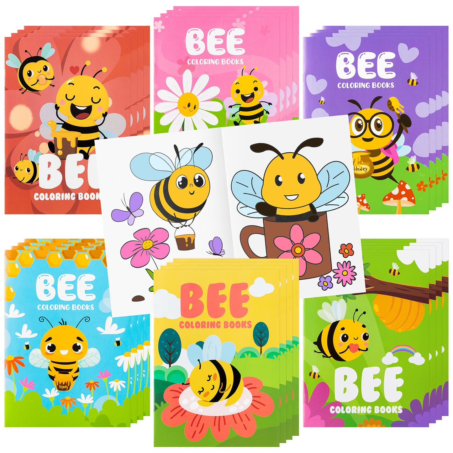 DGjianfei Coloring Book Party Favors - 24PCS Bee Mini Coloring Book Bulk Kids Party Favors DIY Art Drawing Book Honeycomb Flower