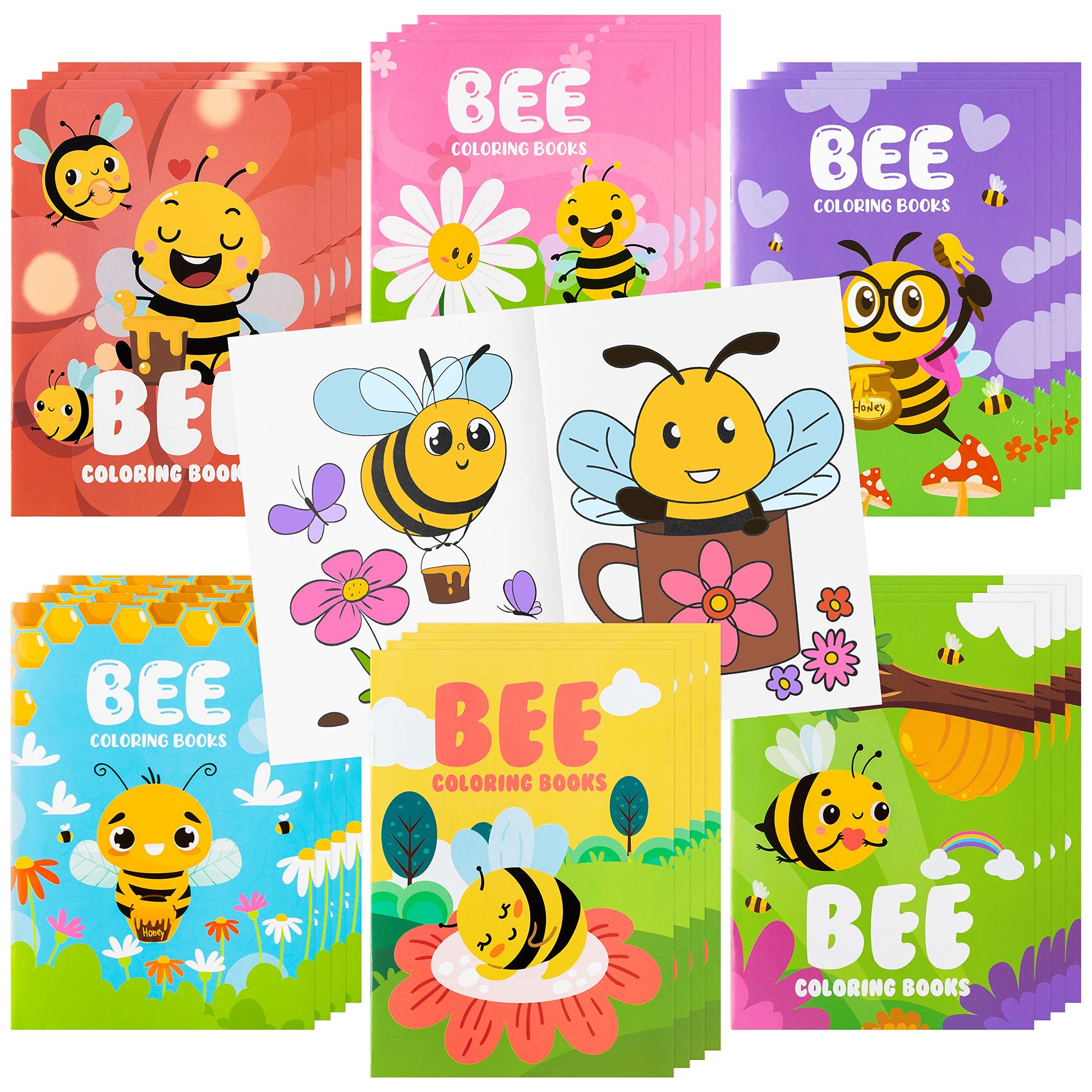 DGjianfei Coloring Book Party Favors - 24PCS Bee Mini Coloring Book Bulk Kids Party Favors DIY Art Drawing Book Honeycomb Flower