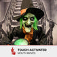 Haunted Hill Farm Sitting And Talking Witch Halloween Animatronic With Moving Mouth And Light-Up Mini Cauldron For Scary Halloween Decorations, Spooky Halloween Props, Perfect For Tabletop