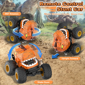 Dinosaur Remote Control Car - RC Car Toys for 4 5 6 7 8 Year Old Boys, 2.4Ghz RC Drift Monster Truck, 360Rotating Stunt Car with
