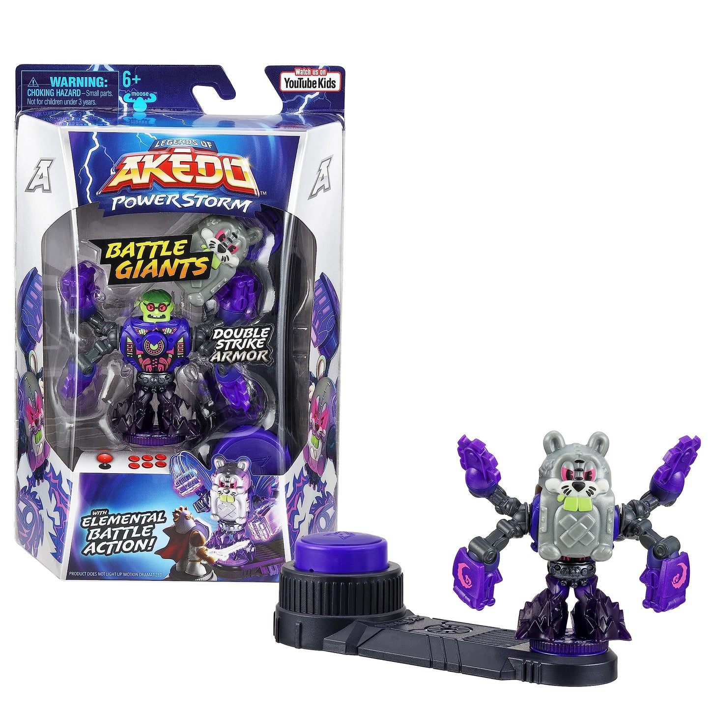 Legends of Akedo Powerstorm | Battle Giant Bucktooth | Mini Battling Action Figure with Double Strike Armor | Ready, Fight, Split Strike. -Like New