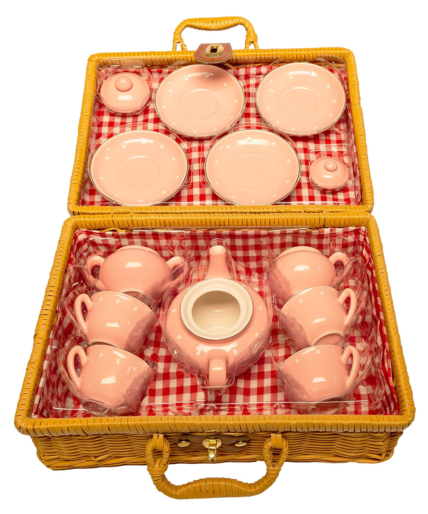 Childrens Porcelain Play Tea Set - 13pcs, Light Pink