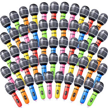 Zhanmai Inflatable Microphones Blow Up Microphone Assorted Colors Inflatable Microphone Props Plastic Toys For Musical Concert Themed Party Birthday Party Decoration Role Play Supplies(72 Pieces)
