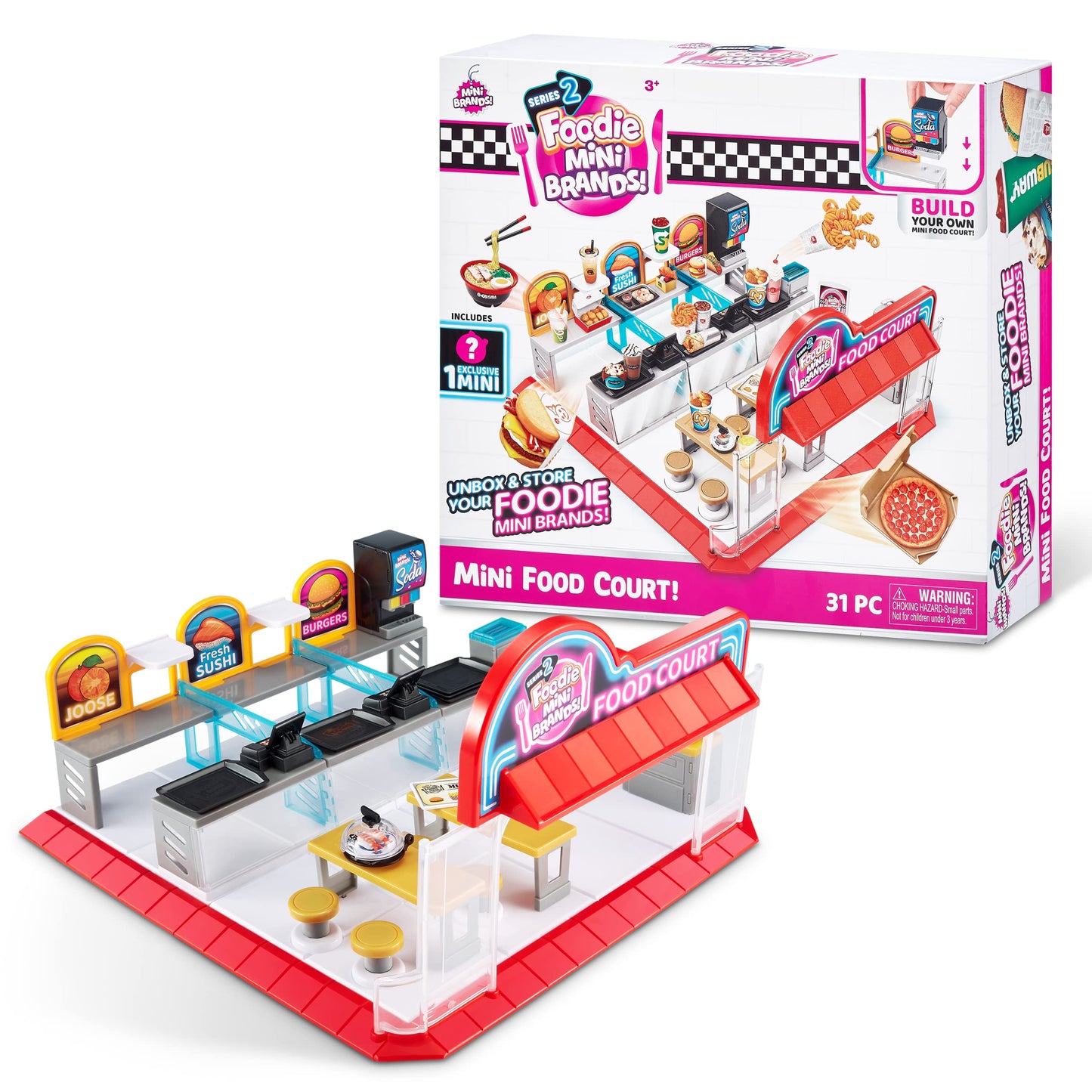 Mini Brands Foodie Series 2 Food Court Playset - Includes Exclusive Mini, Plastic, Model 77263-S2, Perfect for Role Play & Display