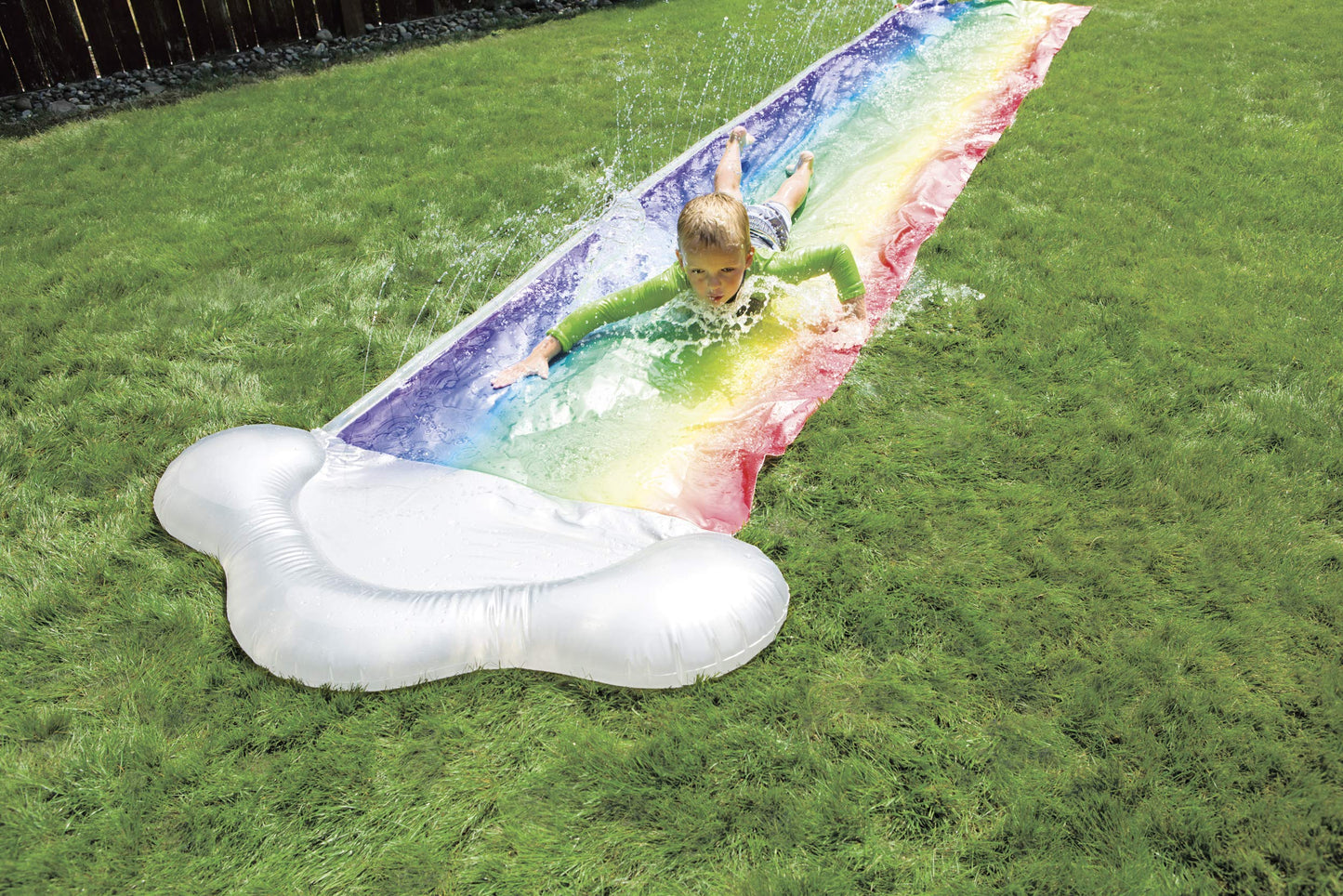 Toysmith Dash N Splash Rainbow Inflatable Outdoor Water Slide