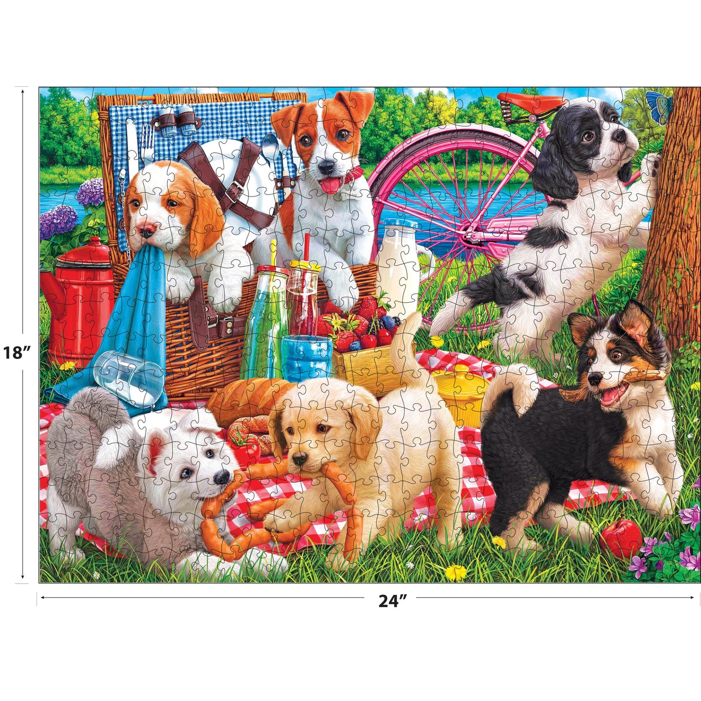 Roseart - Kodak Premium - Puppies On A Picnic - 350 Piece Jigsaw Puzzle For Adults