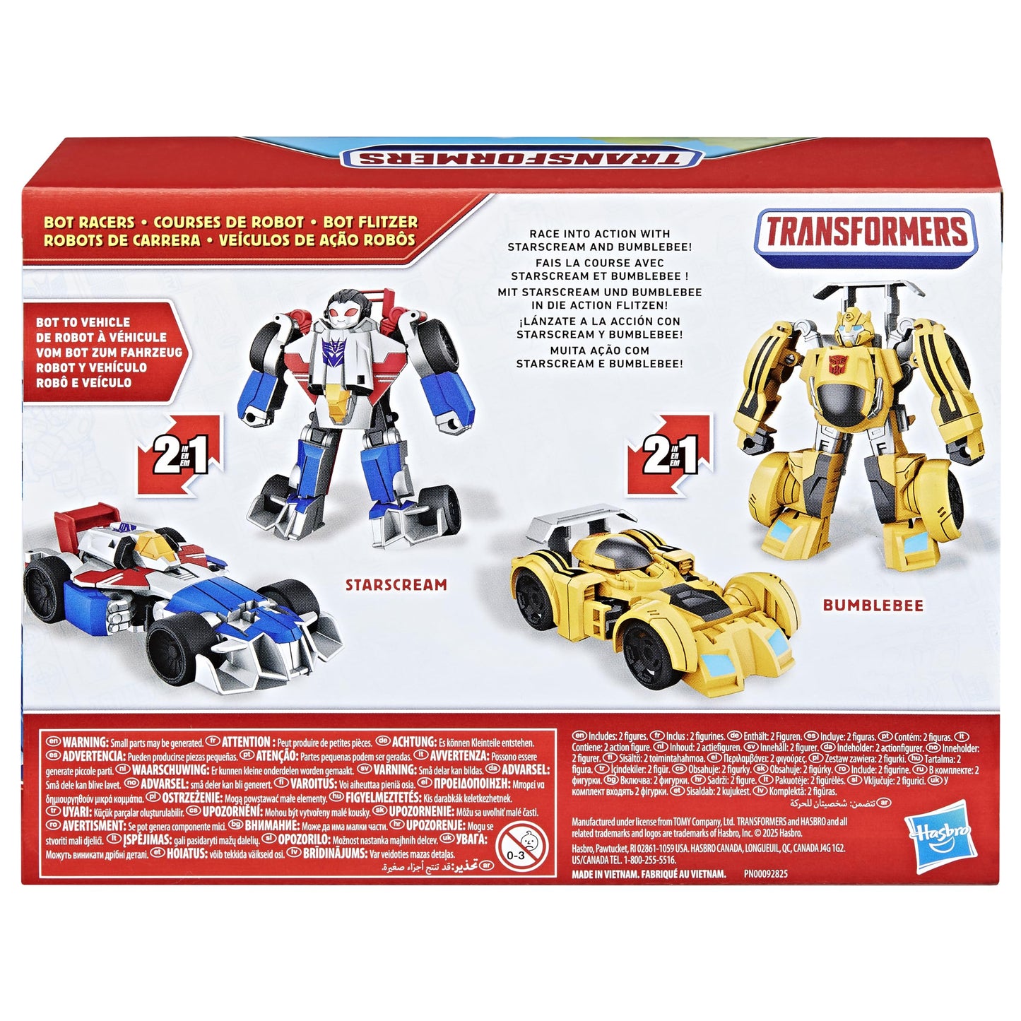 TRANSFORMERS Bumblebee and Starscream Bot Racers  Easy to Change from Robot Toys to Car Toys  Action Figures for Boys and Girls 3+