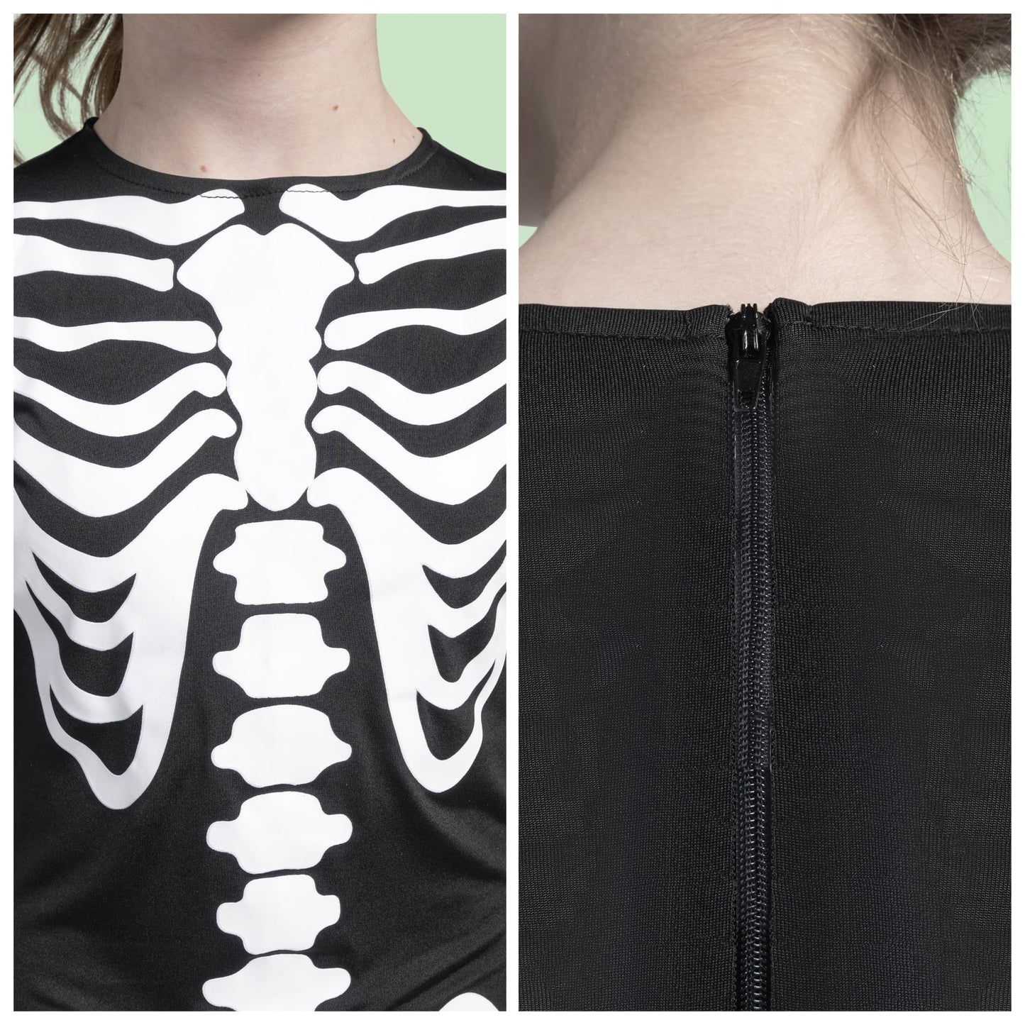 Spooktacular Creations Halloween Kids Skeleton Costume, Unisex Glow In The Dark Skeleton Jumpsuit With Gloves For Boys, Girls Halloween Dress Up, Role Play, Cosplay Party-3T