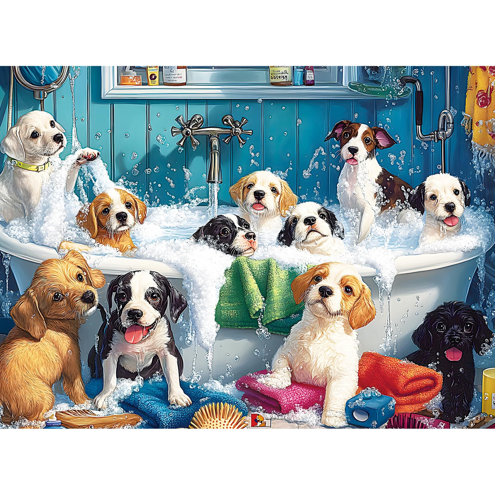 500 Piece Puzzle for mature-themeds - Cute Dogs Bathing Jigsaw Puzzle for mature-themeds  Kids & Seniors - Eco-Friendly Recycled Paper - Fun & Challenging Family Game Gift for Friends and Family (20.5 x 15 in)