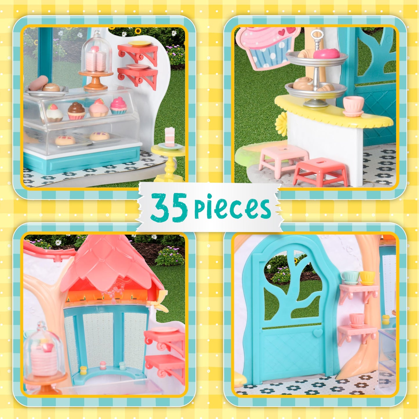 Honey Bee Acres Bees Teas Pastry Shop, Complete Set With Miniature Doll Figure, 35 Pieces , Ages 3+