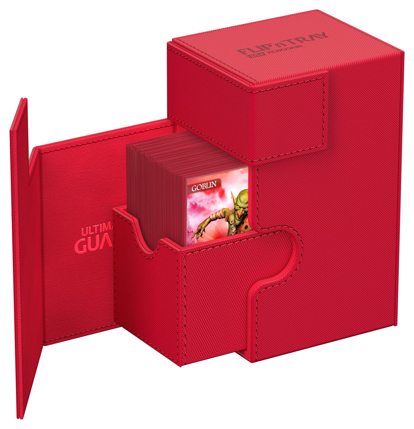 Ultimate Guard Flip'N'Tray 80+, Deck Case For 80 Double-Sleeved Tcg Cards + Dice Tray, Red, Independent Magnetic Closure & Microfiber Inner Lining