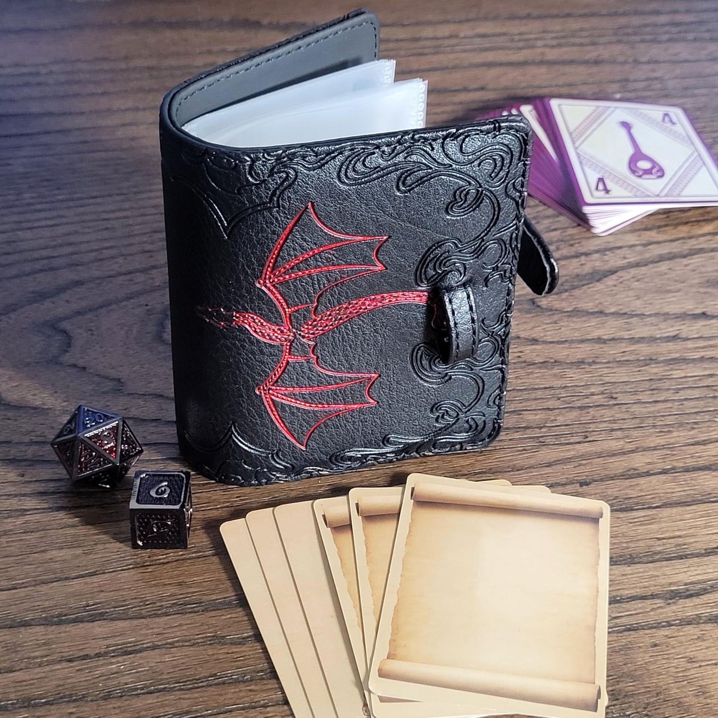 Forged Dice Co. Book Of Incantations Spell Card Book - Dragon Edition - Black With Red Foil