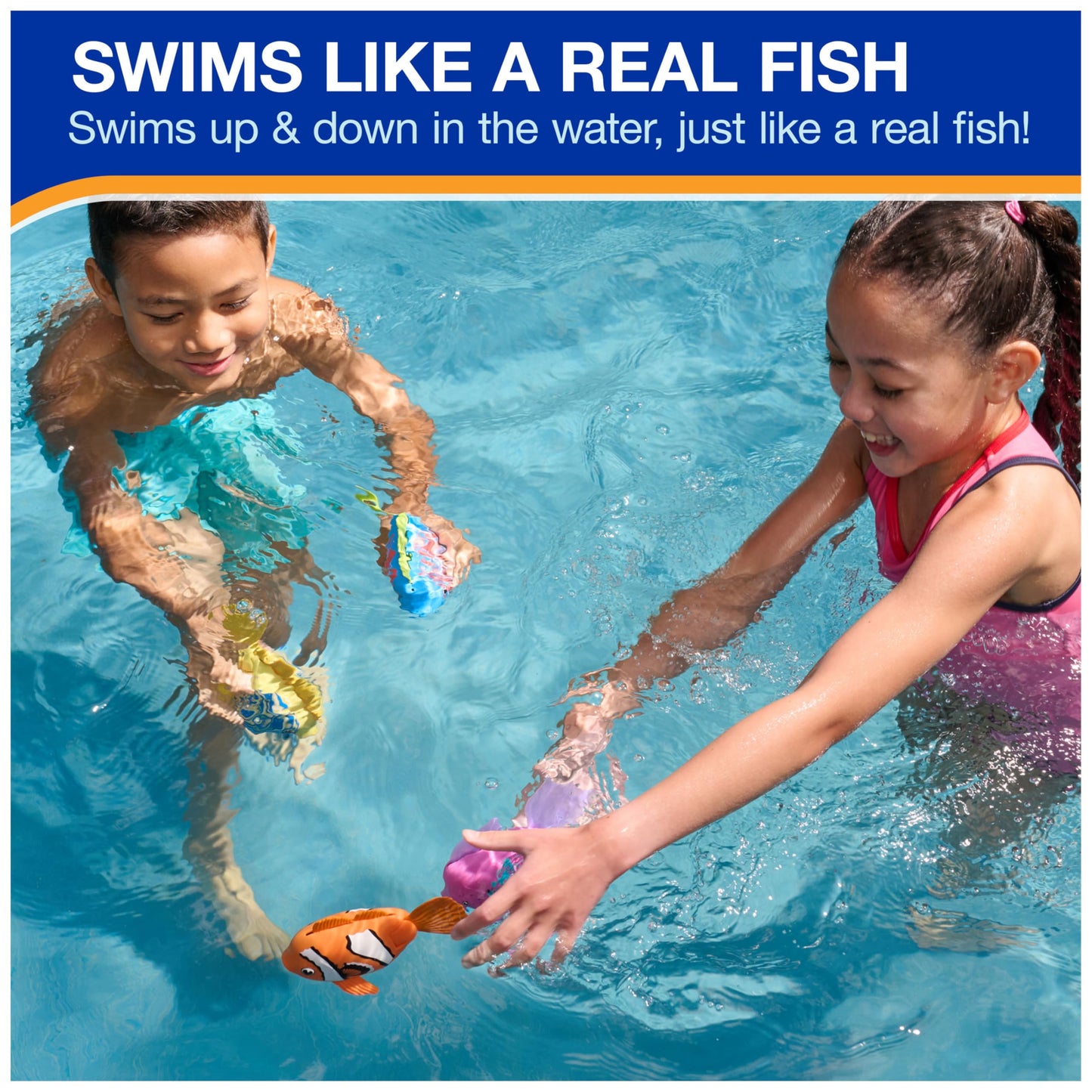 SwimWays Rainbow Reef Fish Toy, Kids Swimming Accessories & Water Toys, Learn to Swim Pool Toys for Kids Ages 5 & Up, Batteries