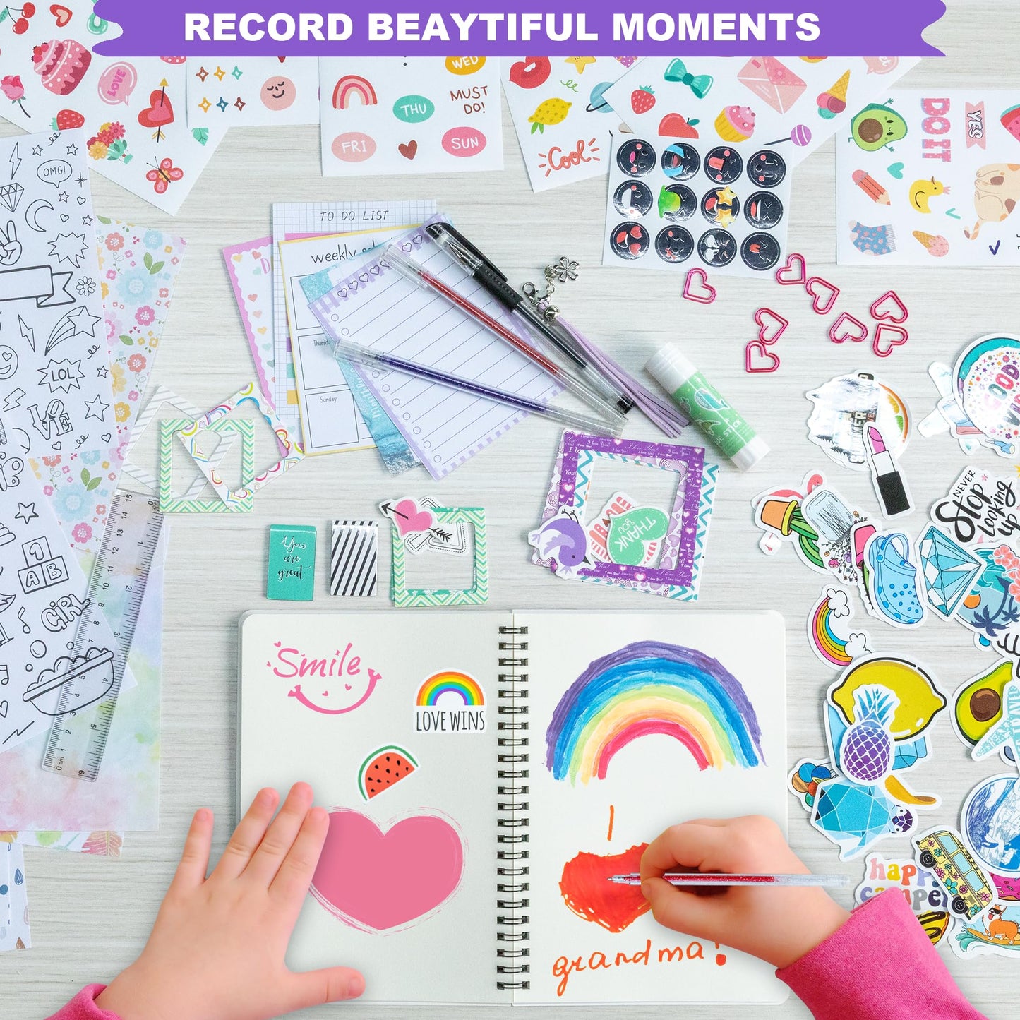 HoomTop Journal Kit for Girls Ages 8-12 2 Pack Scrapbook Diary Birthday Gifts Notebook Stationary Set