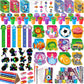 BenLouis 120Pcs Kids Party Favors Sets Stampers Pencils Stickers School Stationery Bulk for Kids 4-8-12 Classroom Birthday Cand