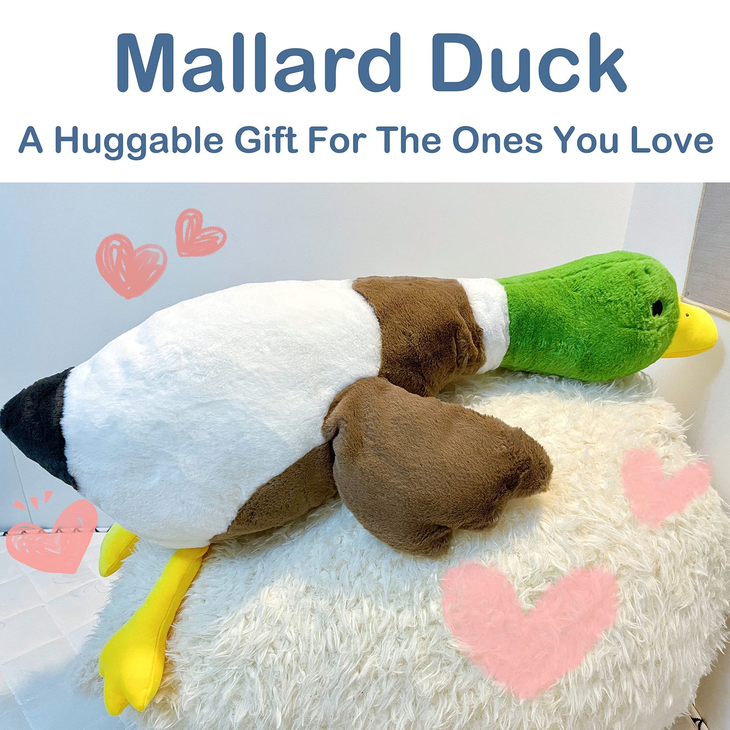 Tanha Mallard Duck Plush, Duck Stuffed Animals, Mallard Duck Baby Stuff Plush Toy (39Inch / 100Cm)