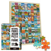 National Parks Puzzle for Adults with Frame 1000 Pieces, Hand-Drawn Illustrations of National Parks, Zion, Yellowstone, Yosemite