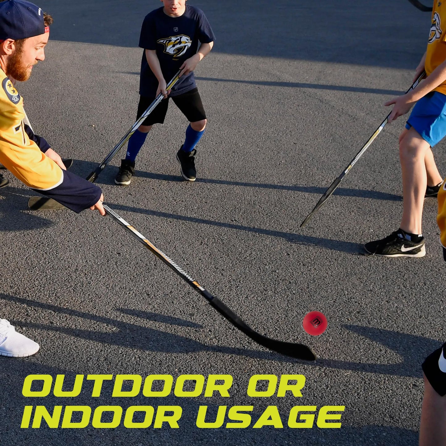 Winnwell Sports Street Hockey Balls - Indoor/Outdoor Balls for Road Roller Street Hockey Games & Matches with Storage Bag