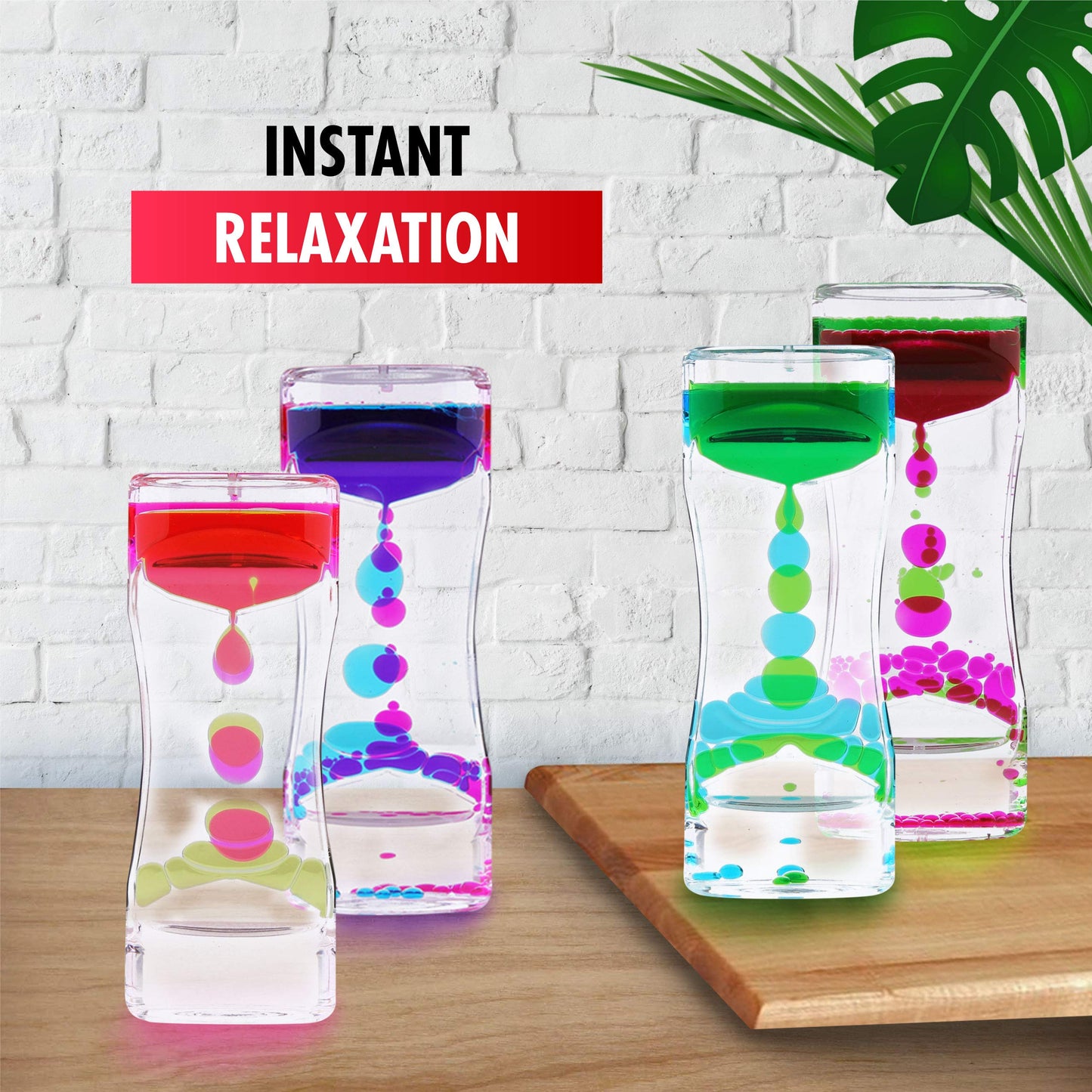 Liquid Motion Bubbler Sensory Toys - 2 Pc Set Bundle Stretchy String Fidget Toys Timer For Stress Relief And Anxiety Relief, Water Oil Toy For Hyperactivity Relaxation Figit Fuchsia