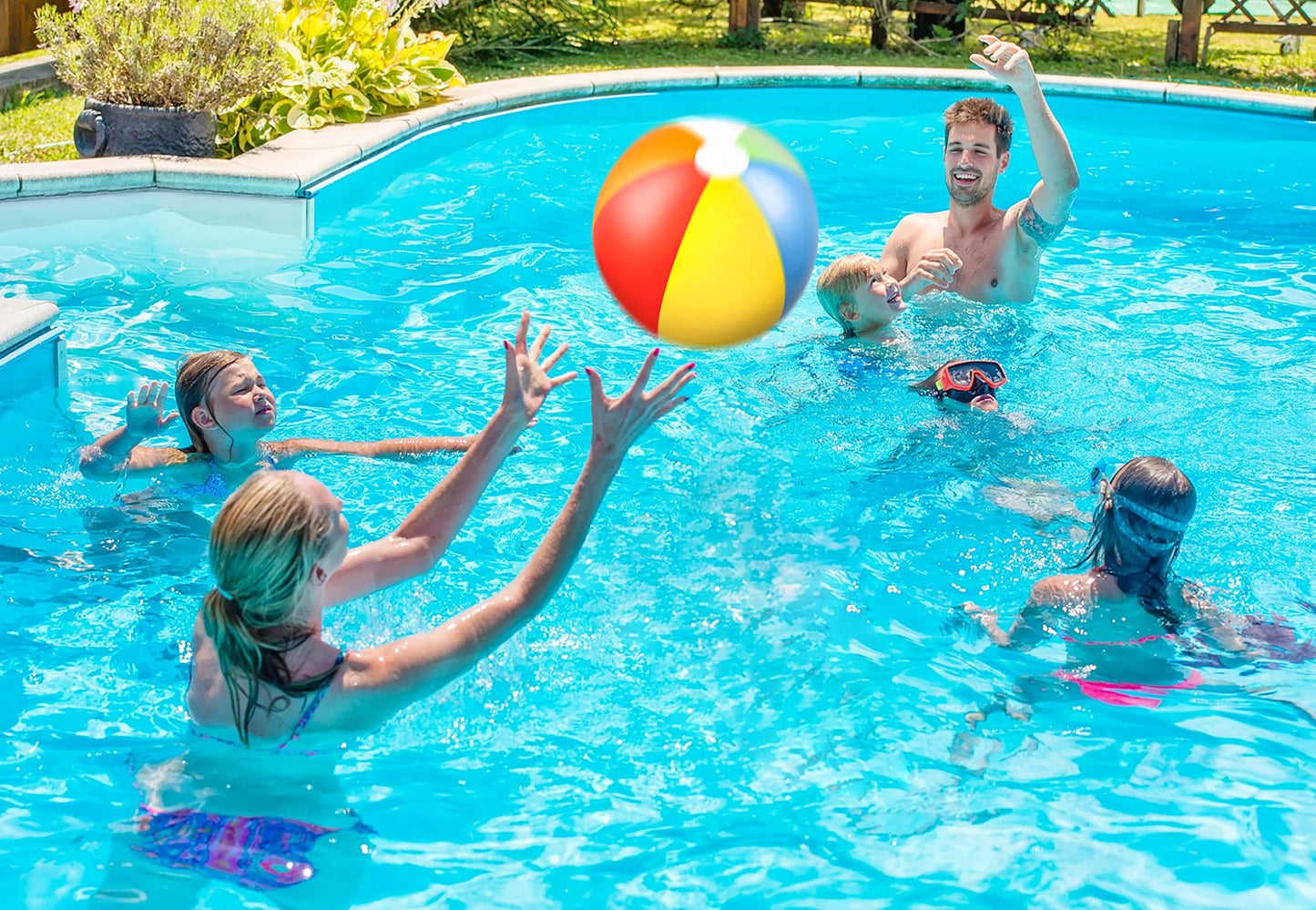 90Shine 7Pcs Donut Pool Floats: Doughnut Swimming Rings With 13.5' Beach Balls - Inflatable Tubes Floaties Toys For Kids Adults