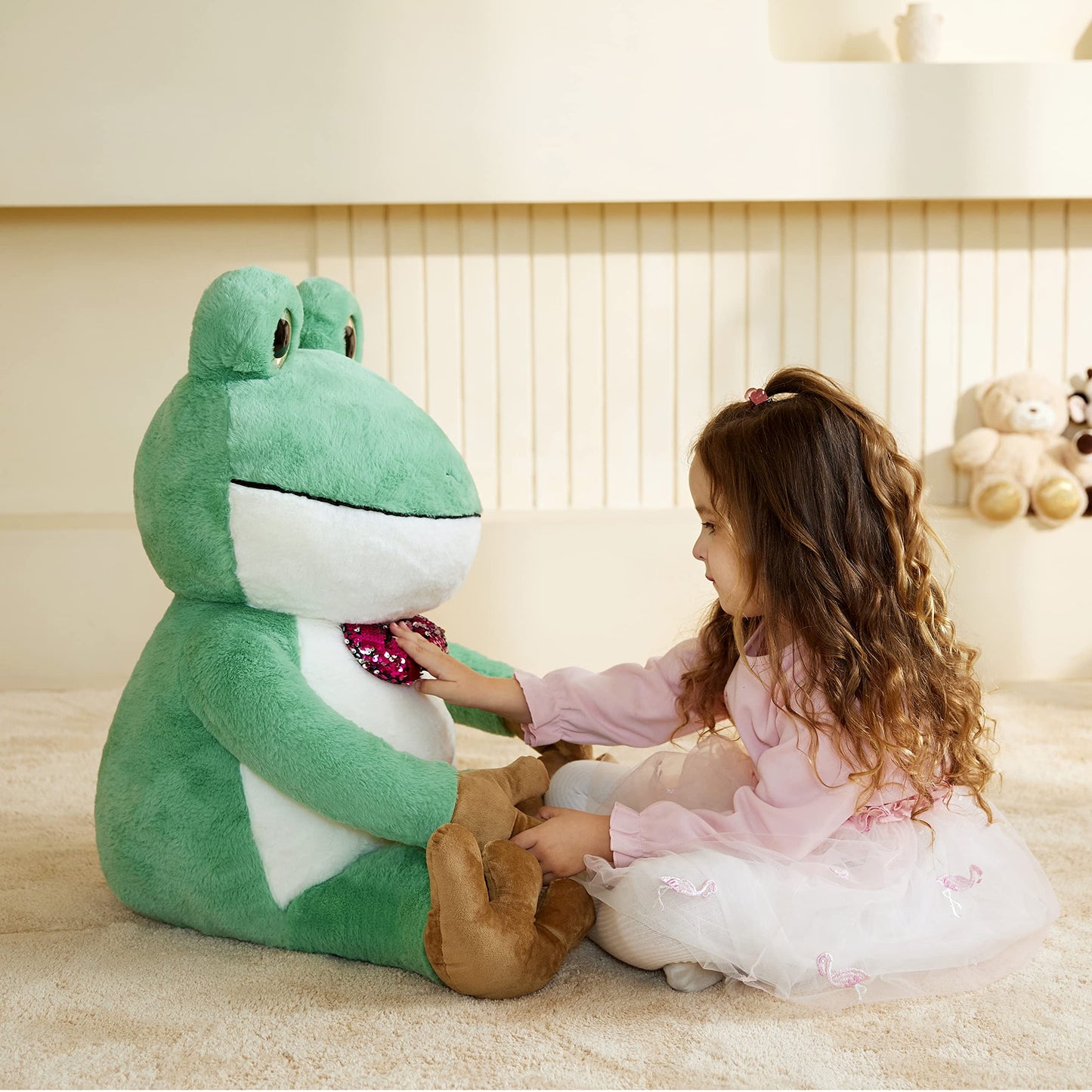 Earthsound Giant Frog Stuffed Animal Plush Toy,Large Jumbo 30'' Cute Soft Toys,Big Size Huge Fluffy Plushy Oversized Fat Plushie