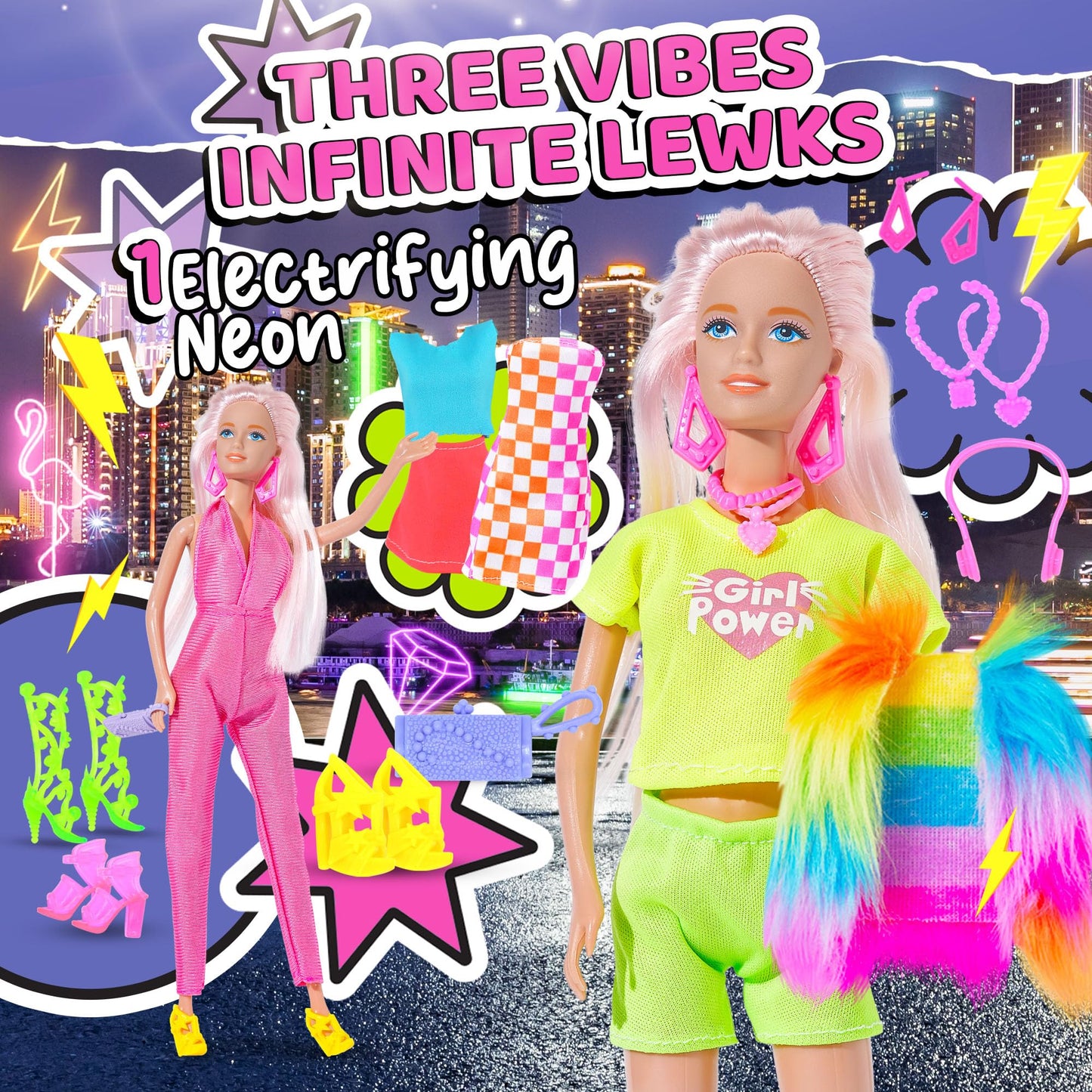 54 Pcs Extra Trendy Doll Clothes & Accessories Set With Doll 11.5 Inch | Girls Gift For Ages 5-7, Kids Toys For 3, 4, 5, 6, 7, 8