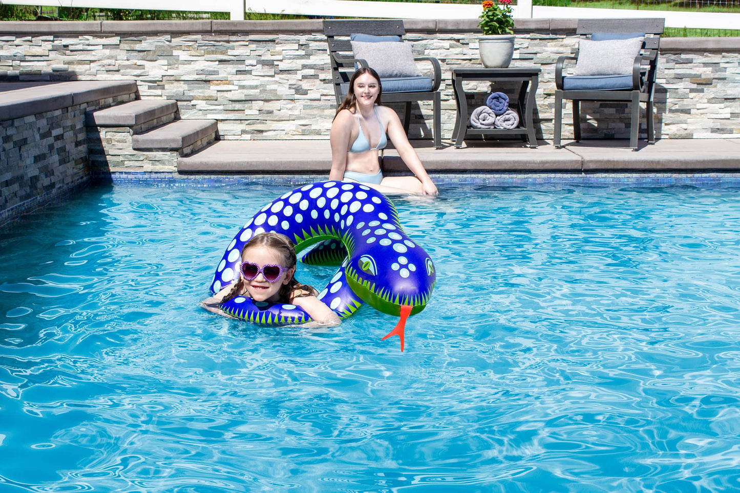 Poolmaster Swimming Pool Float Split Pool Ring, Snake, Green