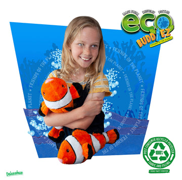 Ecobuddiez - Clown Fish From Deluxebase. 15 Inch Clown Fish Plush Toy. Eco Friendly Child Safe Fish Stuffed Animal Made From Recycled Plastic Bottles.