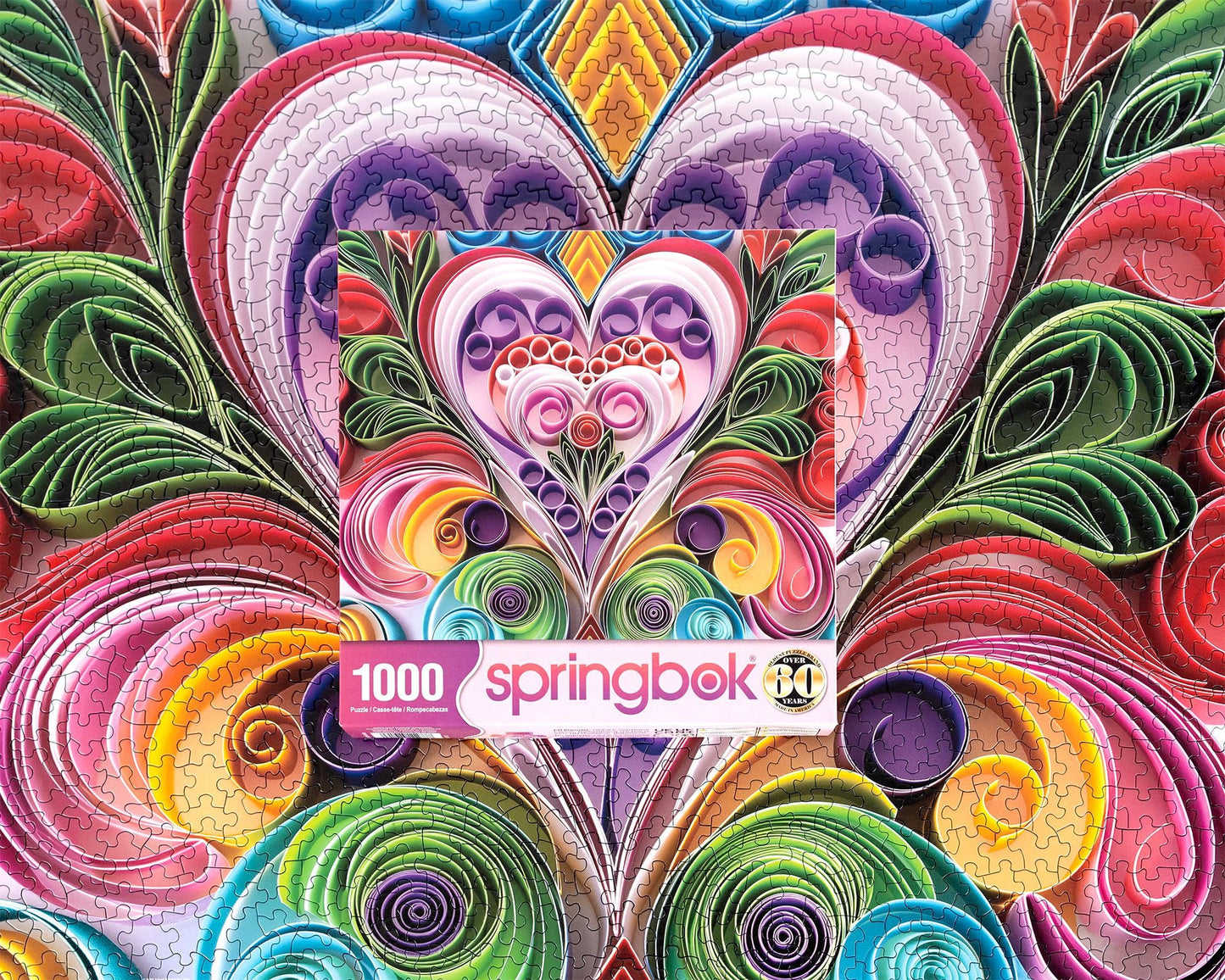 Springbok Paper Hearts 1000 Piece Puzzle For Adults - Features A Beautiful Cut Paper Heart Arrangment