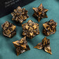 ARUOHHA Metal D&D Dice Set DND Ancient Gold D&D Dice Set with Gift Box, D + D 7PCS Leaf Design Polyhedral Dice Dungeons and Drag
