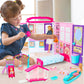 Style Shine Doll House Portable & Foldable Dollhouse W/ 60+ Pcs & 2 Dolls, Play House Toy With Bedroom Bathroom Kitchen Furnitur