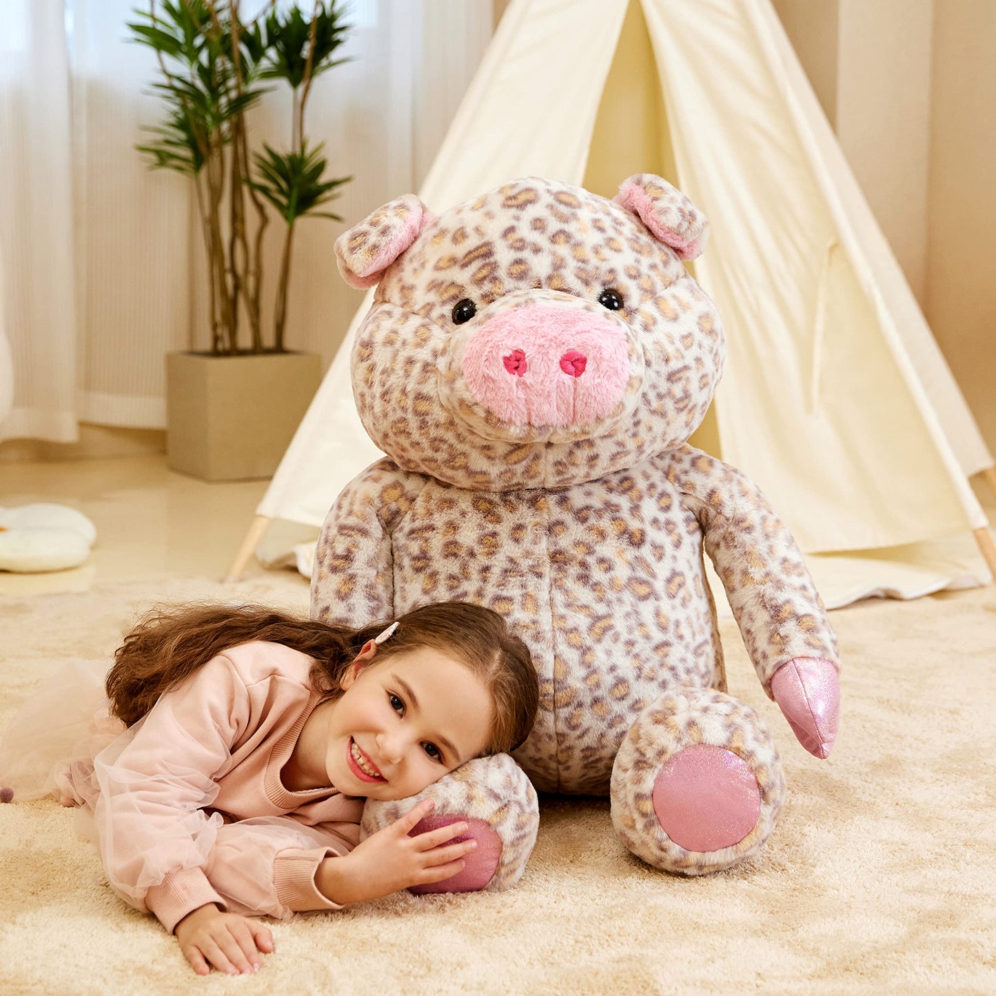 Ikasa Giant Spotted Pig Stuffed Animal Plush Toy, 30' Large Spotted Pig Big Jumbo Plush Toys For Kids Girls Boys