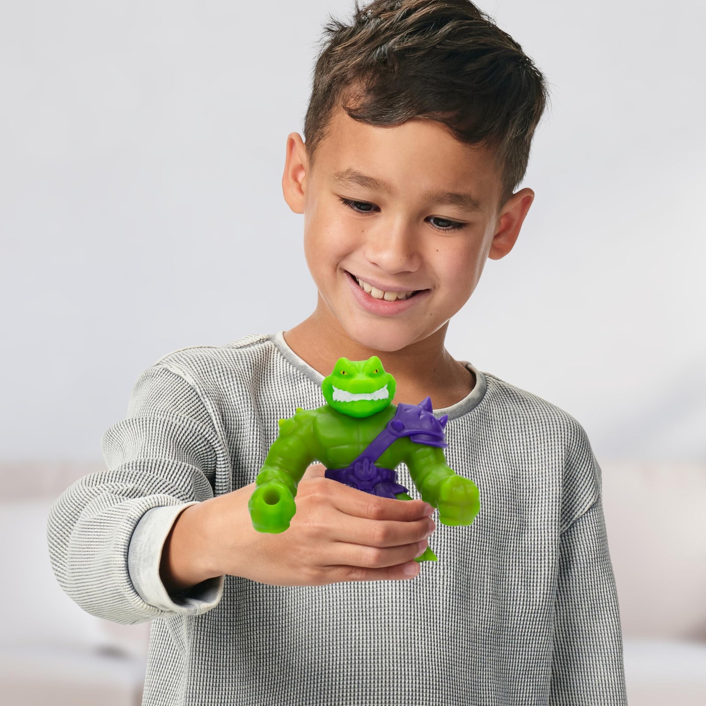 Heroes of Goo Jit Zu Stretch Strikers Hero Pack - Rock Jaw Action Figure, Multicolor, Stretches 3X Size, Model 42845