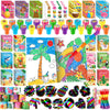 BenLouis 96Pcs Hawaiian Luau Party Favors Aloha Summer Tiki Theme Coloring Books Crayons Sticker Set Bulk for Kids Beach Pool Bi