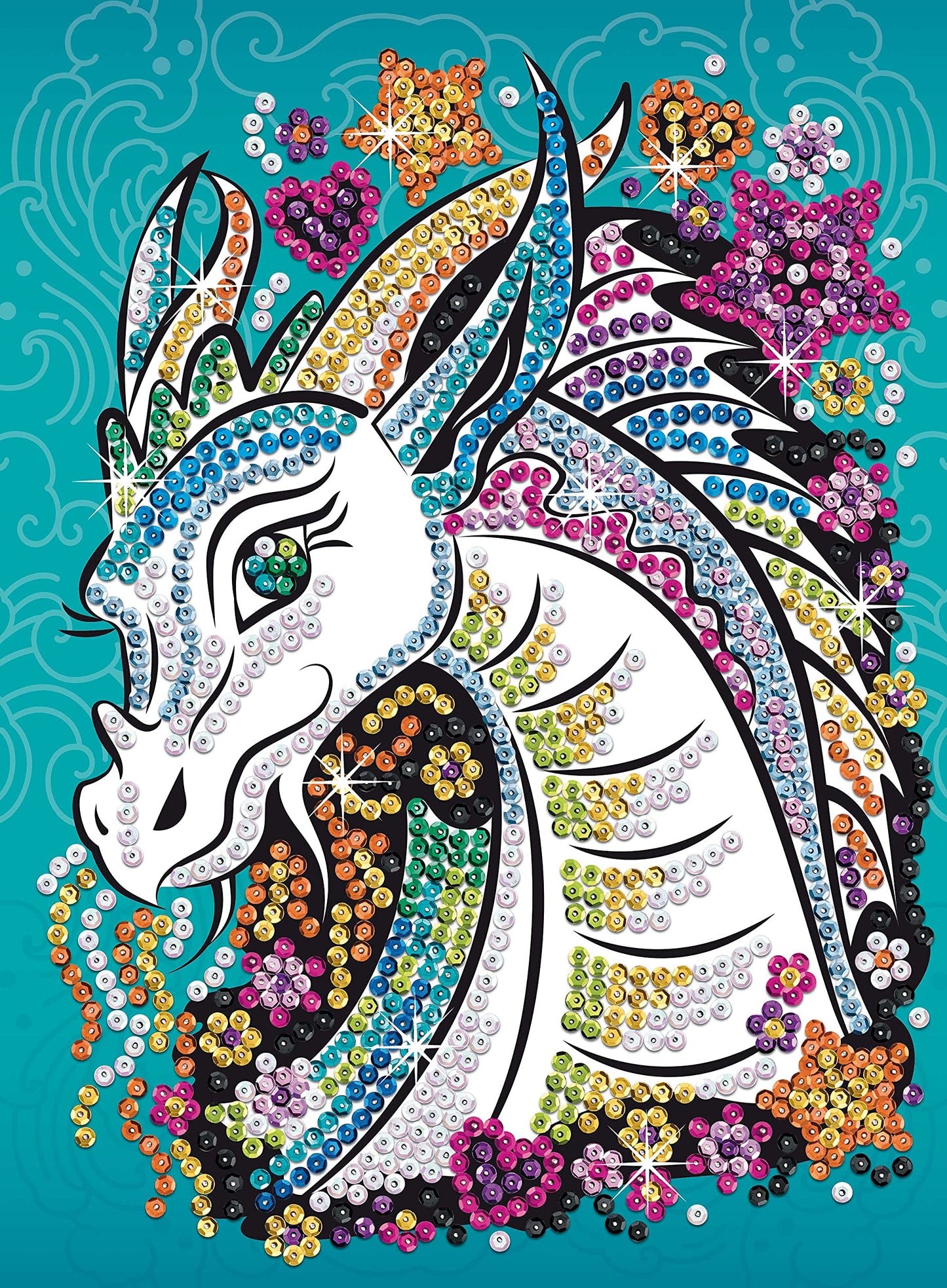 Sequin Art Teen Craft Dragon, Sparkling Arts and Crafts Kit; Creative Crafts for Adults and Kids Ages 8 and Up, Multi Color