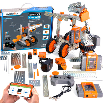 Avishkaar Robotics Advanced Kit|150-In-1 Diy Stem Metal Kit|Multicolor|150+ Parts|Learn Robotics|Coding & Mechanical Design|For 