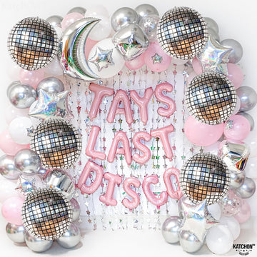 Katchon, Big Silver Disco Ball Balloons - Pack Of 6, Disco Party Decorations | 4D Metallic Disco Balloons For Disco Bachelorette Party Decorations | Prom Balloons, Graduation Decorations Class Of 2025