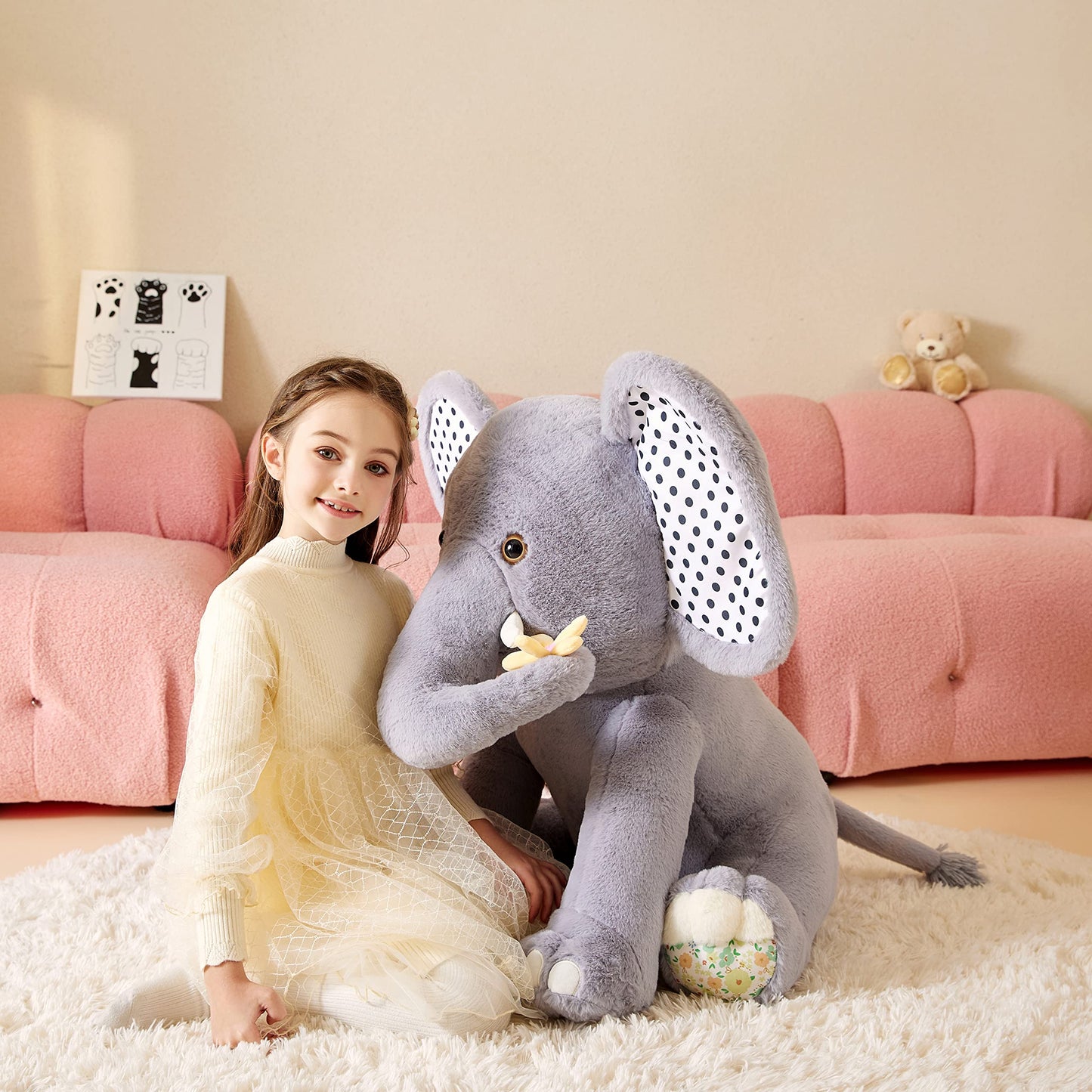 Tumyay Giant Elephant Stuffed Animal Plush Soft Toy,Large Jumbo 25'' Cute Big Size Huge Fluffy Plushy Fat Plushie,Birthday Gifts