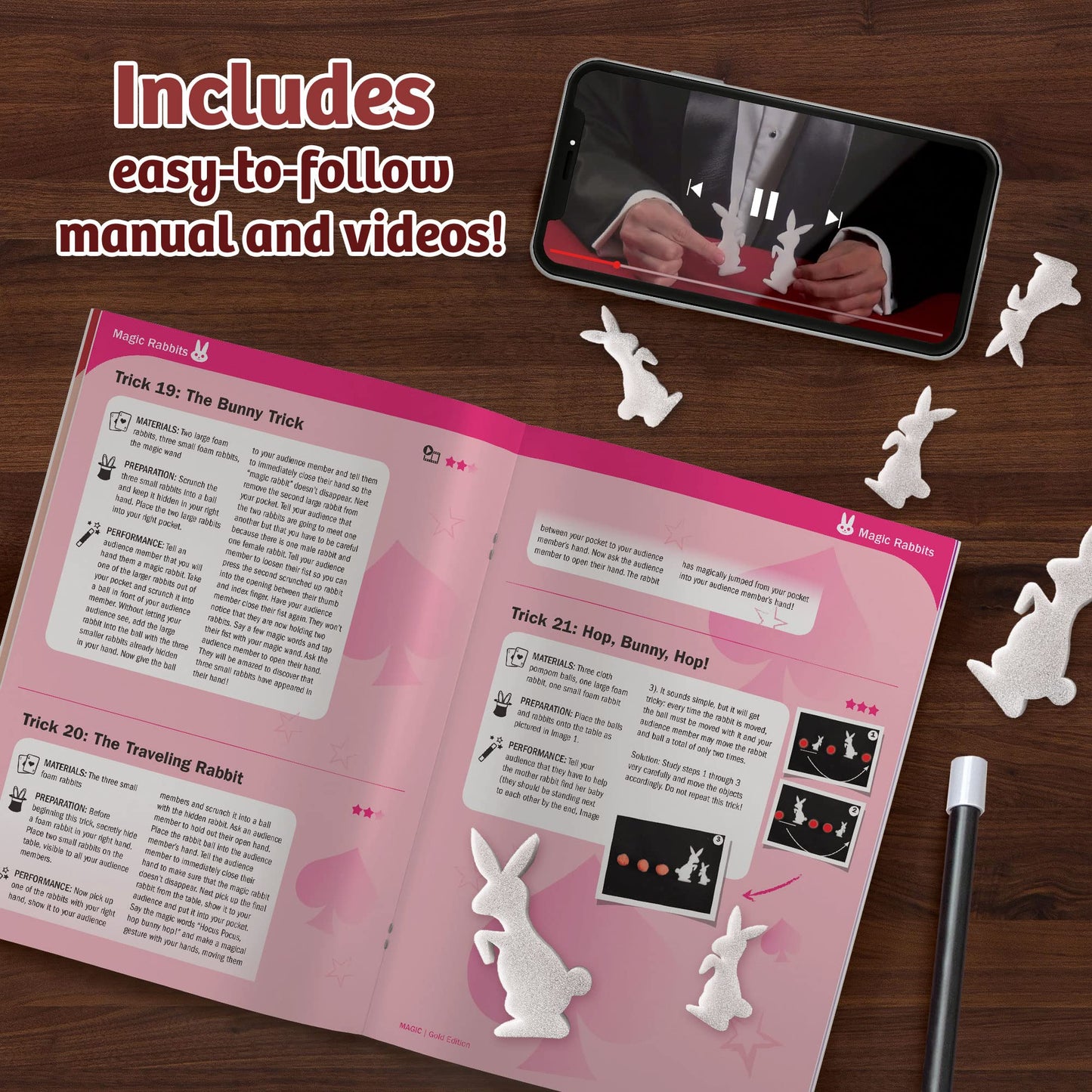 Thames & Kosmos Magic: Gold Edition | Playset With 150 Tricks | 96 Page Full Color Instruction Manual | 42 Props | Video Tutorials | Fun For Kids 8+