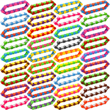 46 Pack 24 Links Wacky Tracks Snap and Click Fidget Toys,Snake Puzzle Toy for Party Favors,Plastic Chains Finger Sensory Toys,St