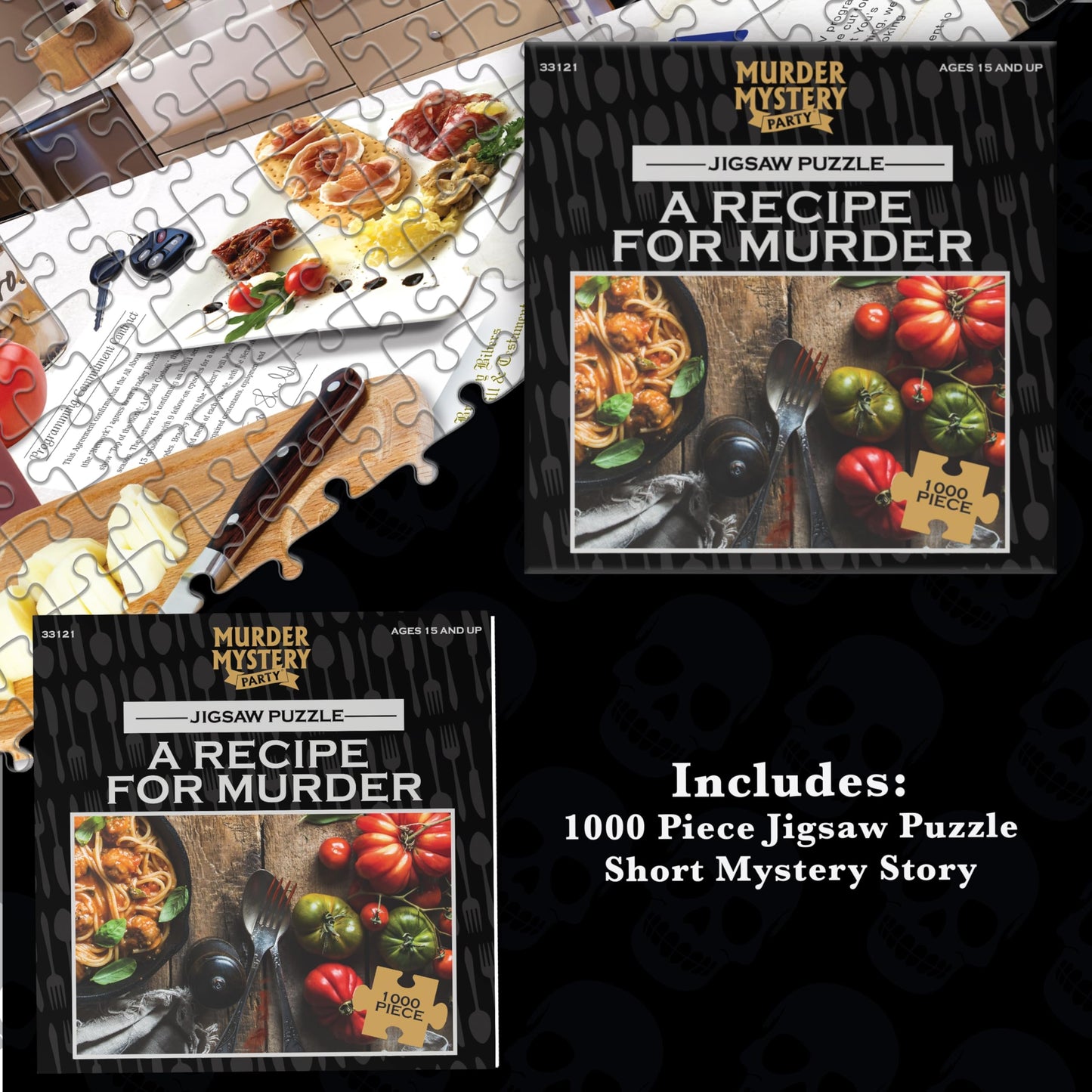 Bepuzzled Classic Mystery Recipe For Murder Jigsaw Puzzle By University Games |Comes With Murder Mystery And Jigsaw Puzzle | 1,000 Piece Jigsaw | For Ages 12 Years And Up