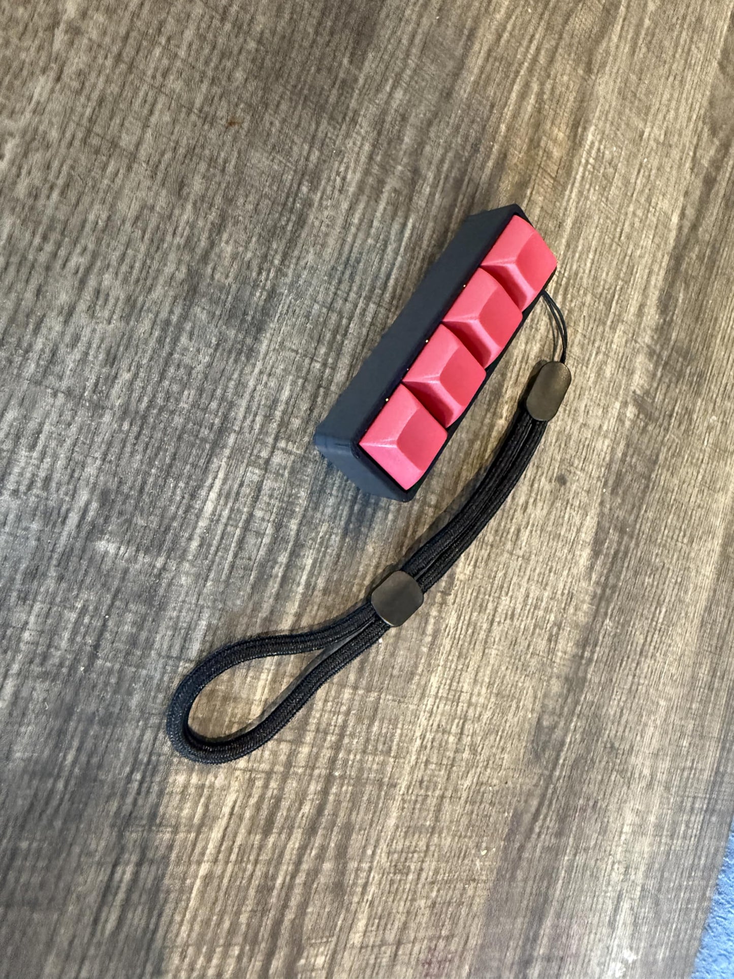 Zkeebs Four-Button Clicky Mechanical Switch Fidget Toy - Plastic, Red Keycaps, Black Base, Stress Relief, ADHD Stim Toy